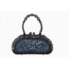 Blue With Flowers Images On Beaded Evening Bags