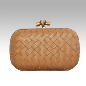 Delicate Tan Color Woven Style Lady's Leather Evening Bags