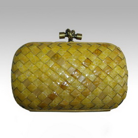 Snakeskin Material Woven Design Lady's Banana Color Evening Bags