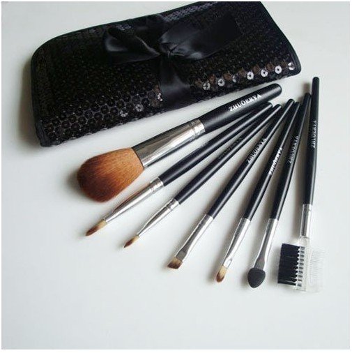 Beaded Bag Set Professional Style Black Design Makeup Brushes