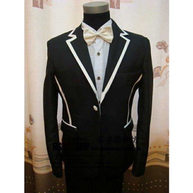 White & Black Long Sleeve Tuxedo Groom Cravats & Cummerbunds
