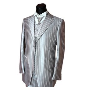 Gray Vertical Stripes Long Sleeve Groom Cravats & Cummerbunds