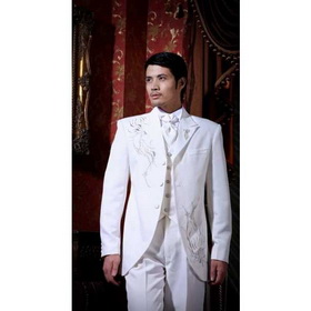 White Long Sleeve Tuxedo Groom Cravats & Cummerbunds