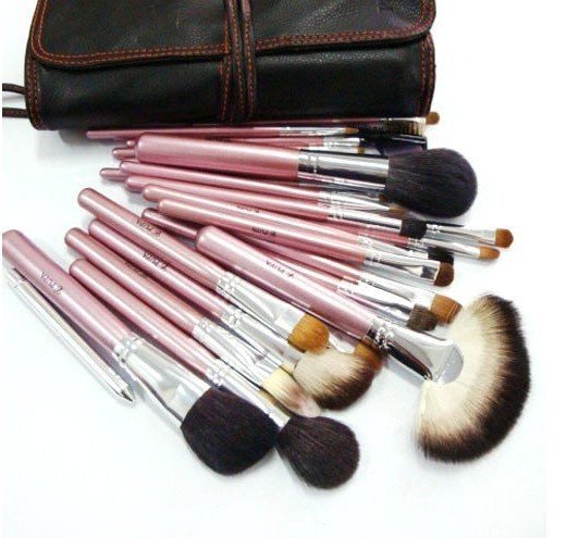 Cute Pink Color Professional Free Leather Makeup Brushes
