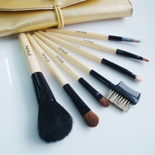 7 Pcs Set Professional Style Free Leather Makeup Brushes