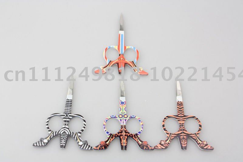 Cosmetic Manicure Makeup Scissors with High-heel Shoe Pattern in Stainless Steel