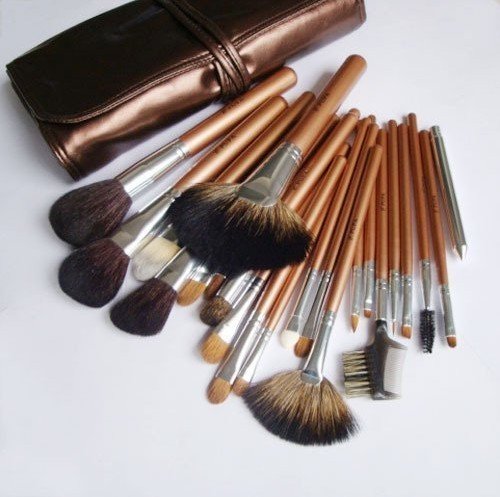 22 Pcs Set Professional Design with Brown Case Makeup Brushes