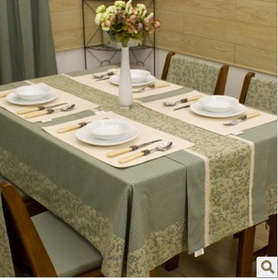 Rural Style Dark Green With Jacquard Table Cloth