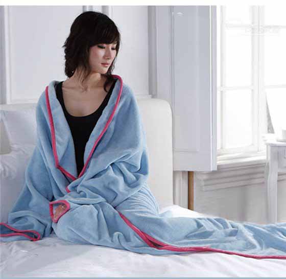 Portable & Wearable Blue Square Shape Blanket