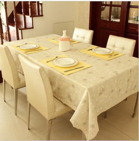 Beige Small Flower Images On Rectangle Shape Table Cloth