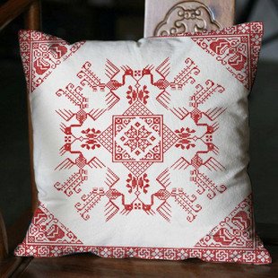 Cotton Covers Classical Design Red Pattern Cushion
