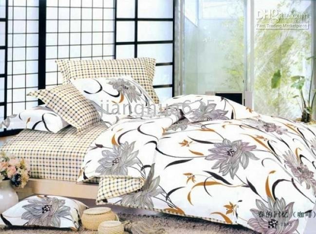 Sliver Combed Cotton Twill 4 Pieces Bedding Bow Curtain