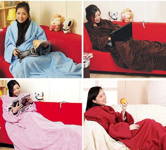 Thickening Coral Flocking Sleeve Air Conditioning Woven 100% Polyester Blanket