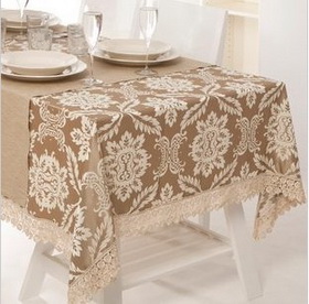 Light Coffee With Hollow Jacquard Weave Table Cloth