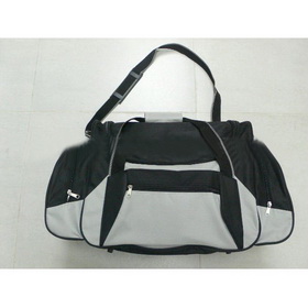Plastic Studs at the Bottom Black Color Polyester Big Zippered Travel Duffel Bags