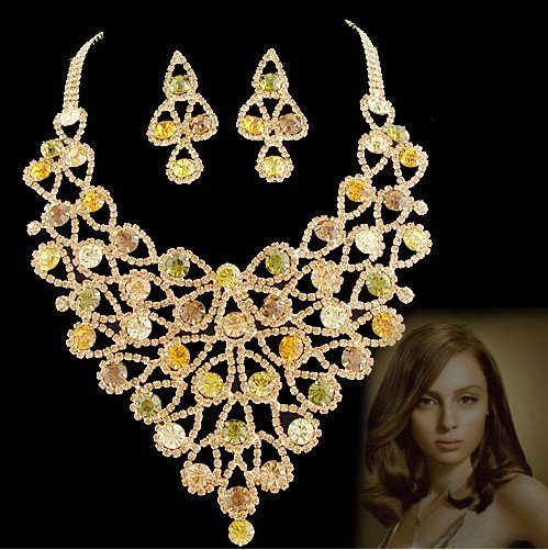 Elegant Gold Color Bridal Design Coloful Style Jewelry Set