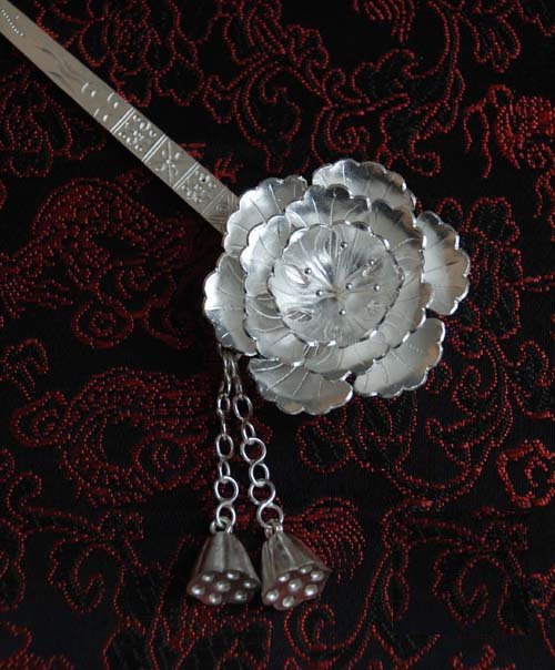 Silver 100% Hand Carve Aboriginal Geometric Exquisite and Remarkable Hair Jewelry