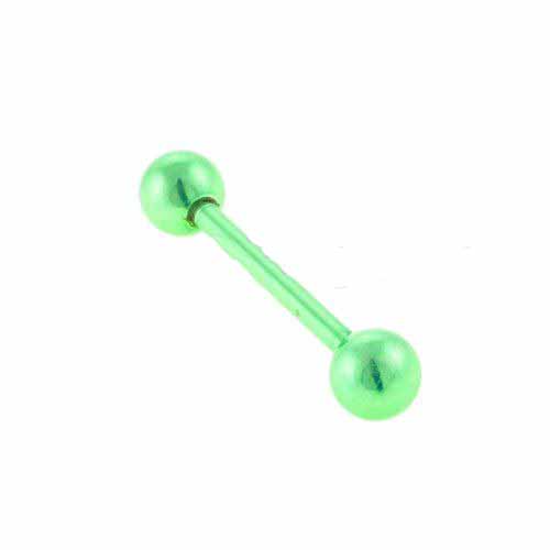 Green With Two Balls Stainless Steel Body Jewelry