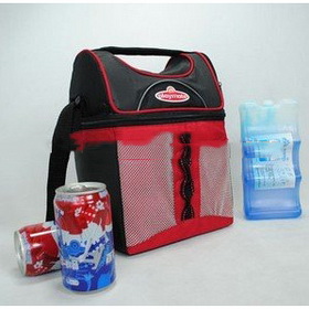Black & Red Square Shape With Zippers Cooler Bags