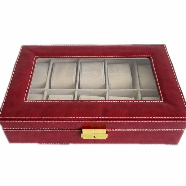 Leather Watch Box Red Men's Jewelry