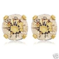 18K Yellow Gold Carat Black Diamond Stud Earrings