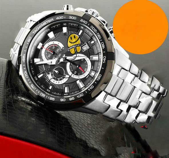 Black Dial Stainless Steel Waterproof Sport Watches