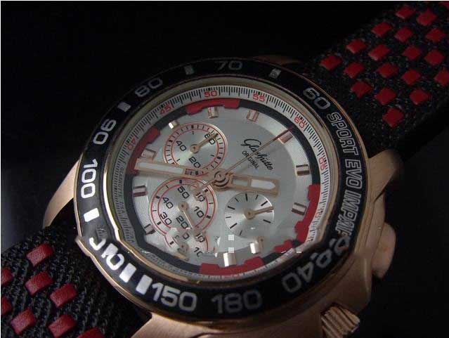 Stainless Steel Silver Dial Black & Red Band Sport Watches
