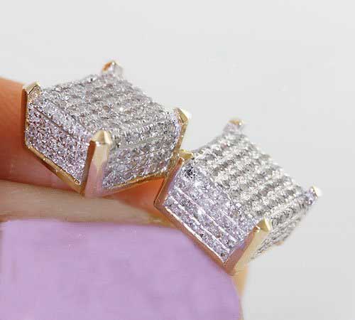 Women's 14K Ice Cube Diamond Stud Elegant Earrings
