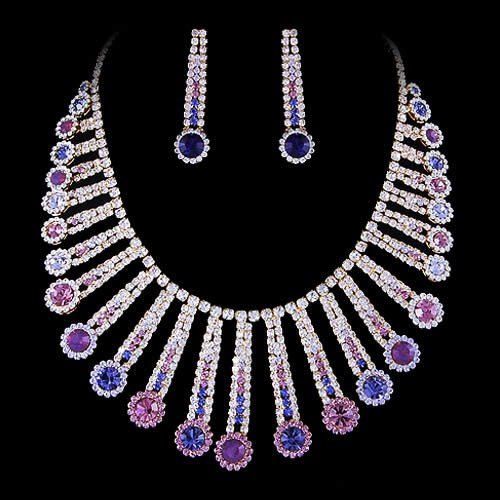 High Quality Fashion Square Crystal Purple Zinc Alloy Jewelry Sets