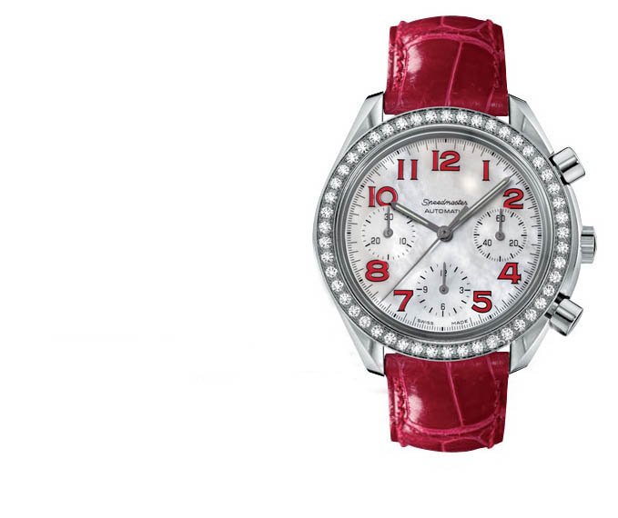 Red Leather Band Round Dial With Diamond Women's Watches