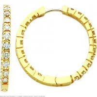 14K Yellow Gold 1.90ct Diamond Hoop Earrings