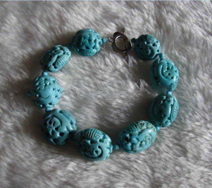 Natural Turquoise Green With Many Small Beads Bracelet