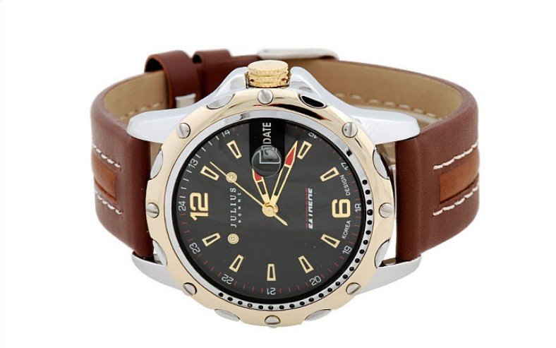 Fashion Calendar Men's Round Sahape Leather Strap Watch