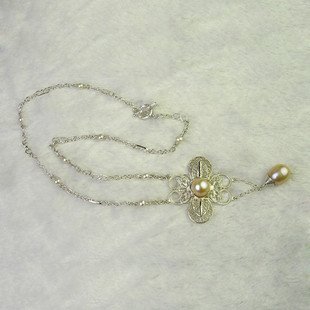 Round Pearl Pure Pendant With Flower Jewelry