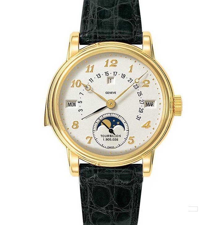 Gold Dial Leather Band Stainless Steel Men's Watches