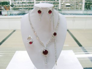 Anniversary & Gift & Party Zircon Red Gem Platinum Jewelry