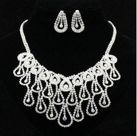 Fashion Sliver Crystal Bridal Wedding Attractive Jewelry Sets