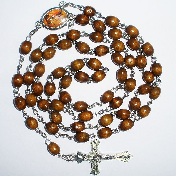 Fashion Beautiful Religious Rosary God Bless You Wood Beads