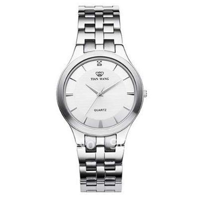 Quartz White Male Waterproof Stainless Steel Shell Flat Glass Crystal Casual Watches