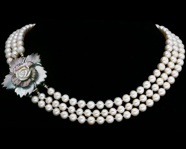 Freshwater Pearl 3 Layers Strands Strings Necklace
