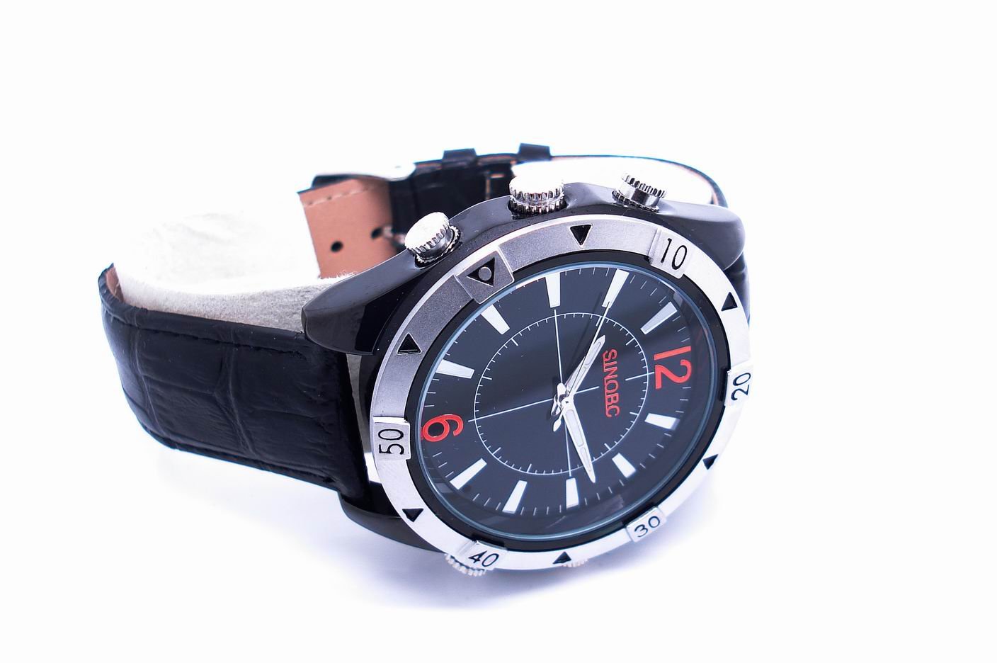Waterproof Stainless Steel Leather Band Sport Watches