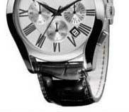 White Dial Black Leather Men's Chronograph Luxury Watches
