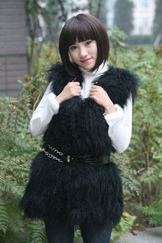 Soft in Touch Lined Black Tibet Sheep Fur Vest