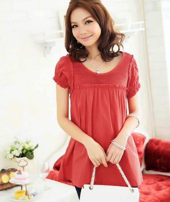 Red Short Sleeve With Stripes Women's T-Shirts