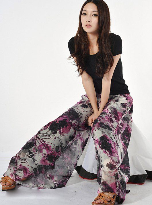 Anti-Static Anti-Wrinkle Women's Chiffon Loose Hip Wide Leg Pants