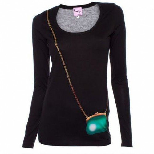 Cotton & Spandax Black Long Sleeve Women's T-Shirts