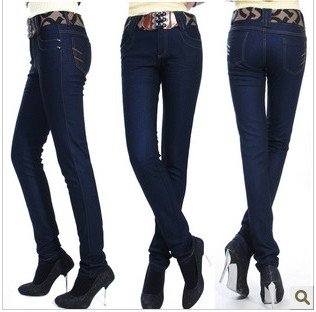 Newest Design Stylish Women's Dark Blue Slim Tight Long Pants