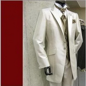 White Two Button Cotton & Polyester Groom Tuxedos