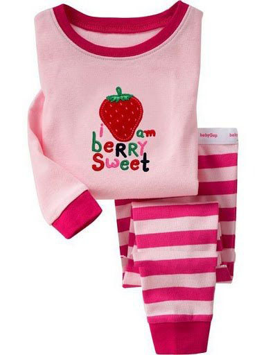 Long Sleeve Pink With Strawberry Images On Baby T-Shirts