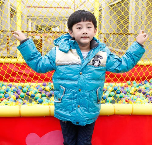 100% Nylon Blue Long Sleeve Children's Coats